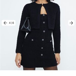 River Island Black Boucle Bodycon Strapless Mini Dress (Jacket available)